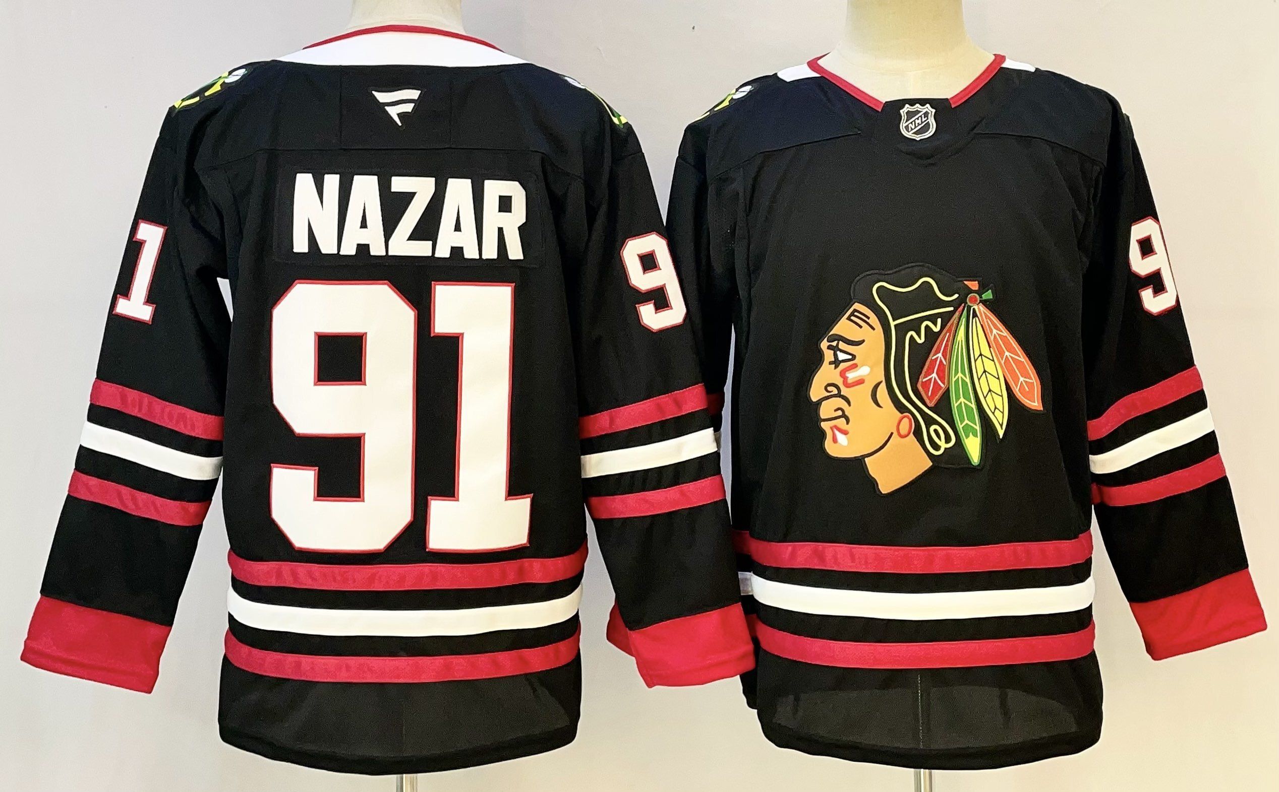 Men 2026 Chicago Blackhawks #91 Nazar Black NHL Jersey style 01